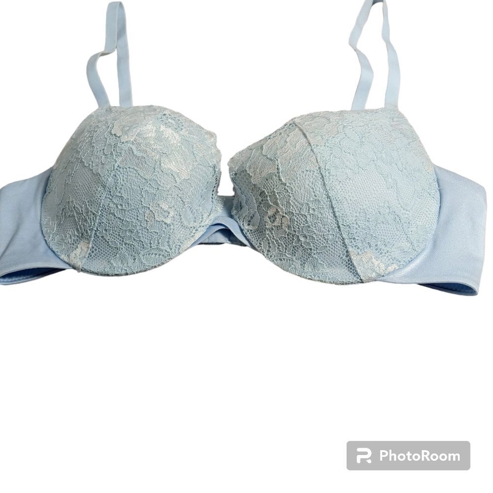 Maidenform Light Blue Lace Underwire Push Up Bra 34B